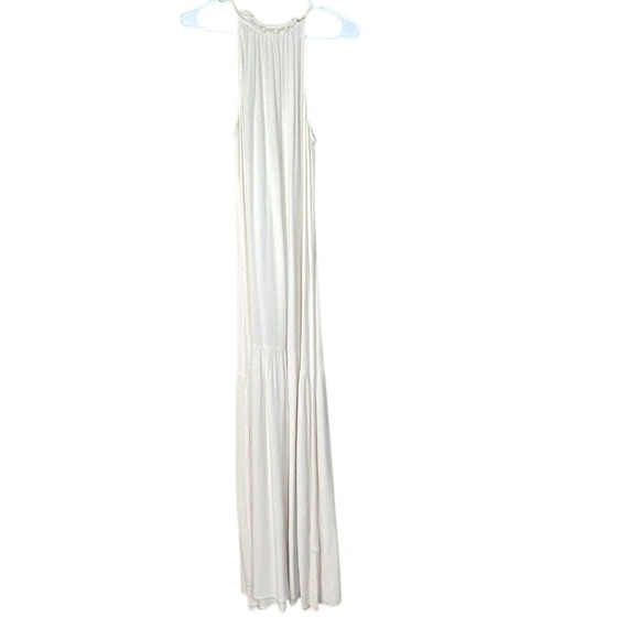 H&M Conscious Cream White Ruffle Halter Neck Tiered Maxi Dress Size 8 - Picture 3 of 4